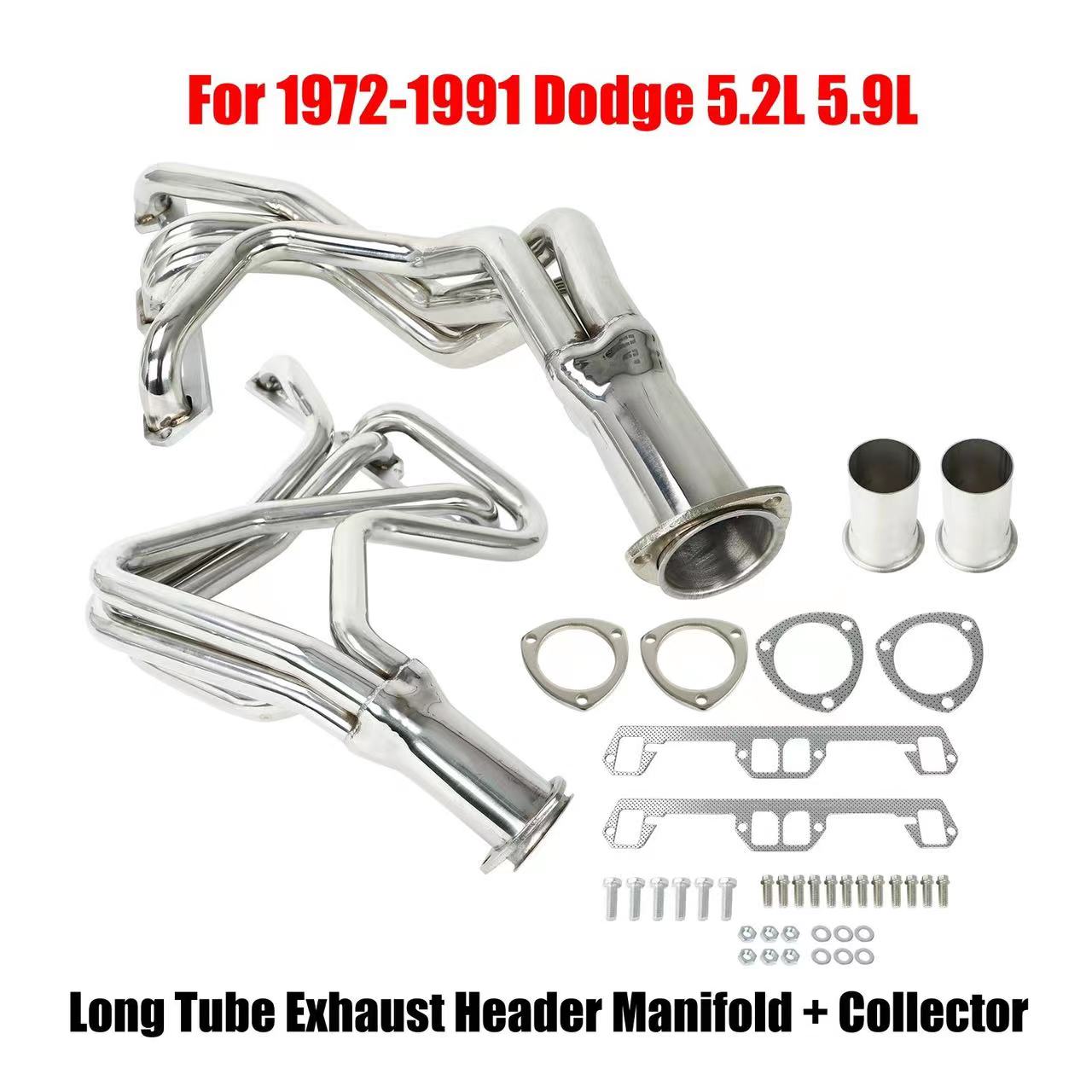 Exhaust Headers for 1972-1991 Dodge Pair 4-1 Long Tube V85.2L 5.9L