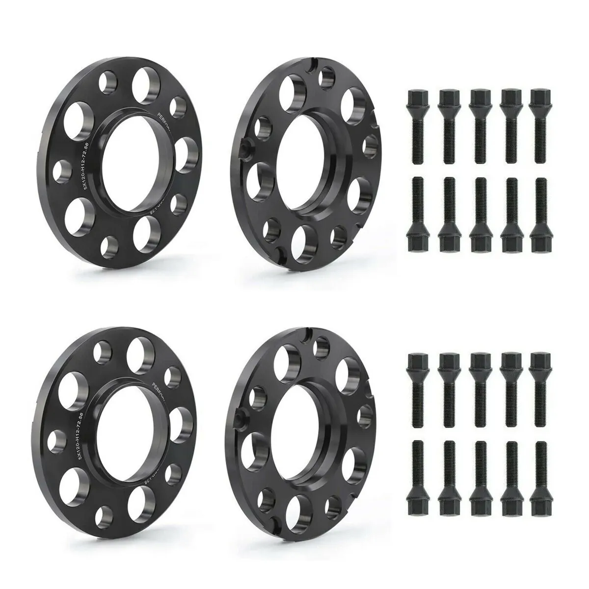 4pcs 5x120 12+15mm 72.56 BMW Staggered Wheel Spacers With 20 Pcs Extended Lug Bolts