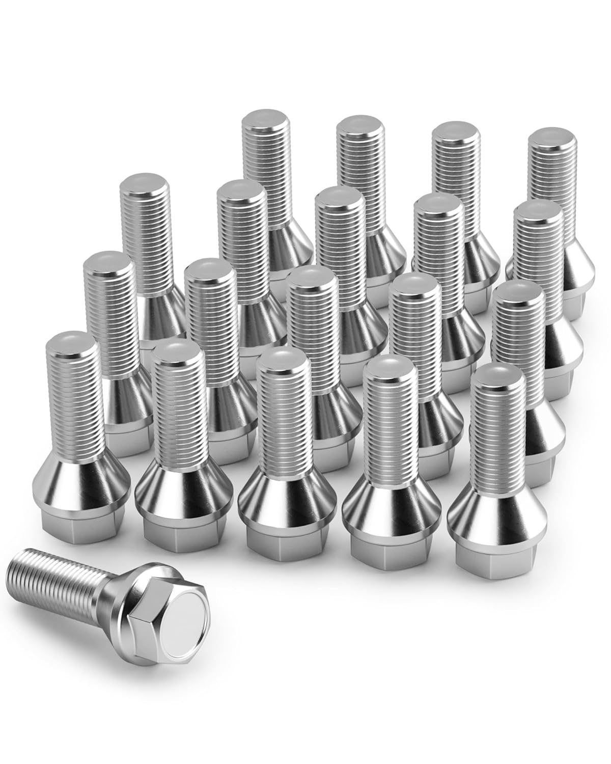 12x1.25 Wheel Lug Bolts for Wheel Spacers, 20pcs ET 28mm Shank 17mm Hex 48mm Length Solid Chrome Studs Set for 2014-2020 Jeep Renegade, 2018-2020 Compass, 2014-2020 Cherokee and More