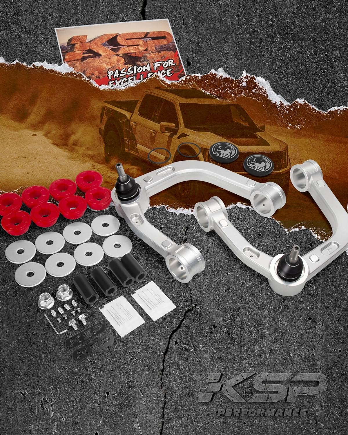 KSP Forged Aluminum Front Upper Control Arms For 2004-2023 Toyota Tacoma 2"-4" Lifted One-piece Aftermarket Suspension Lift Kits