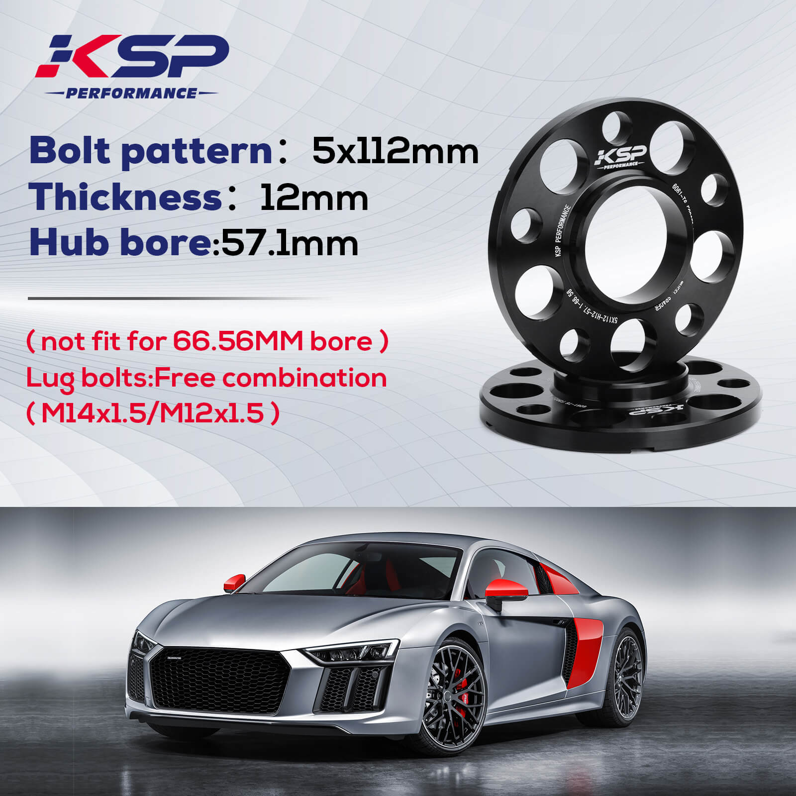 12mm 57.1 To 66.56 Mm Wheel Spacers - Audi/ VW - KSP Performance | KSP ...